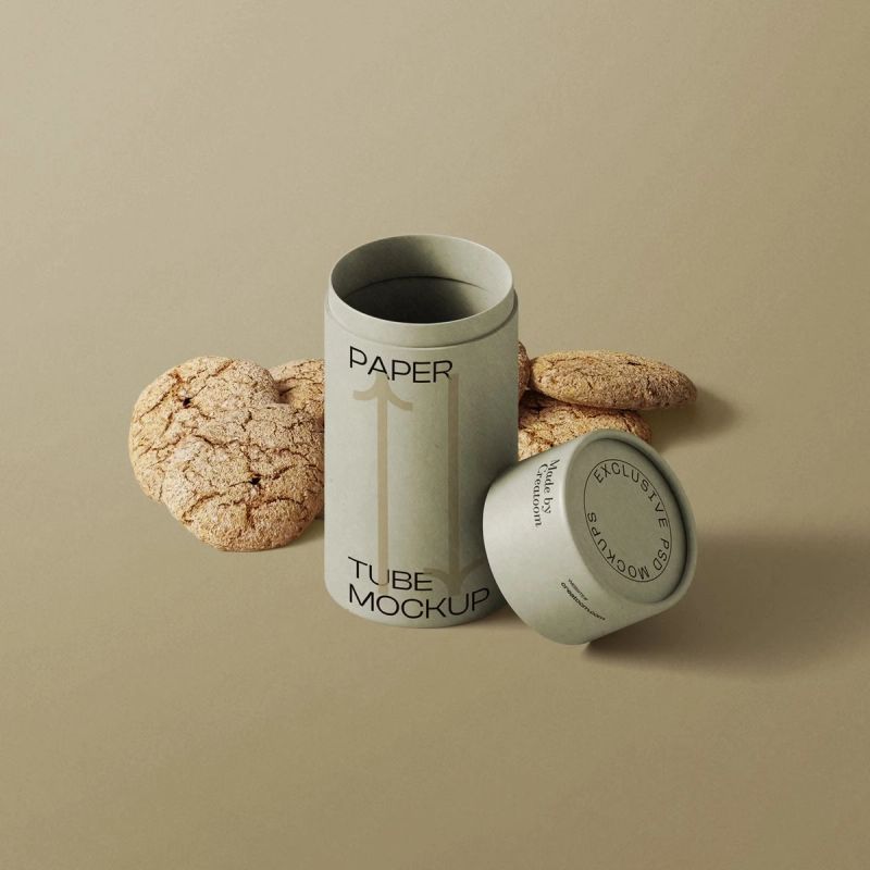 Free Tube Mockups With Cookies Isometric