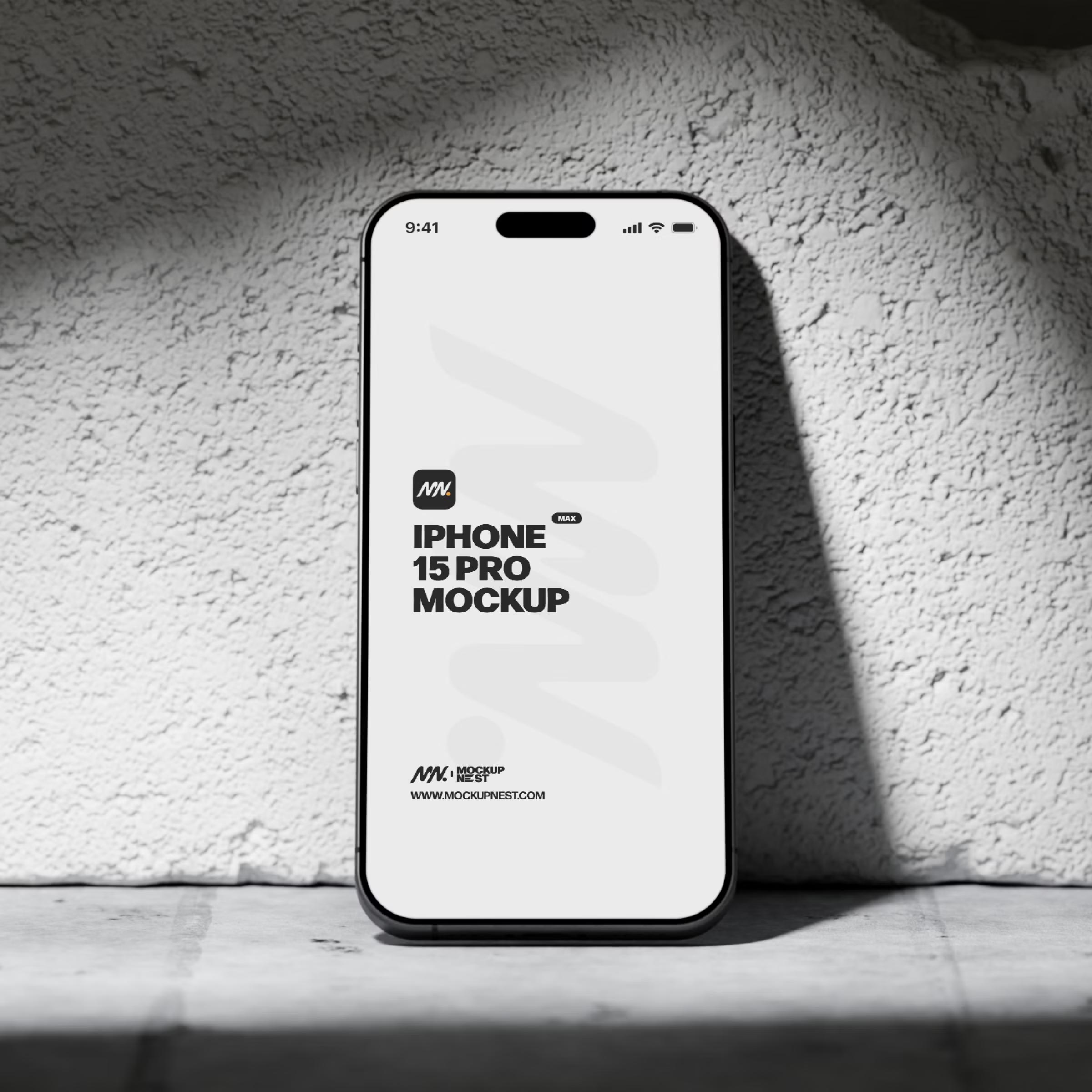 Iphone 15 Pro On Concrete Brick Mockup 2