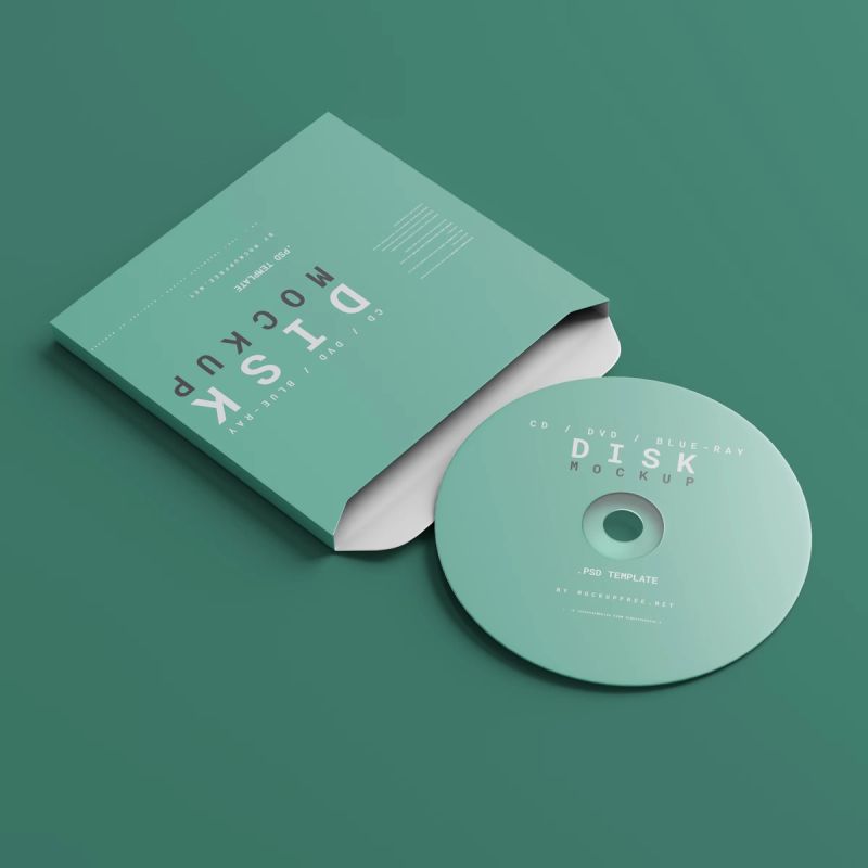 CD, DVD or Blue-Ray Disc with Box Mockups 4