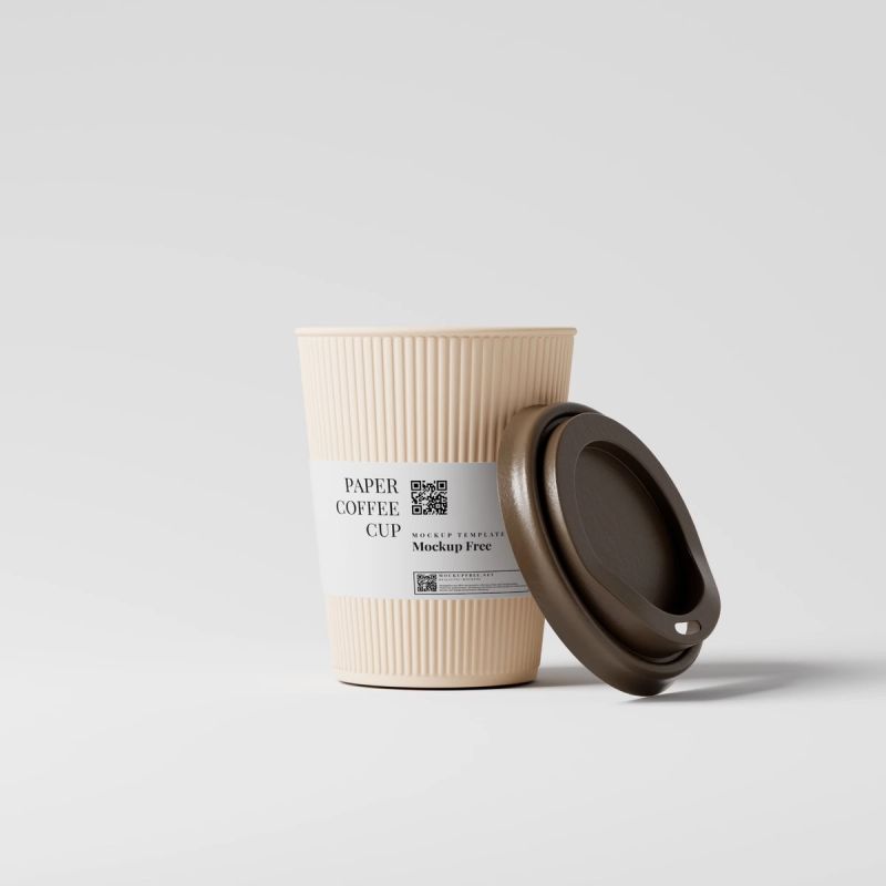 Corrugated Paper Coffee Cup with Java Jacket Mockup 3