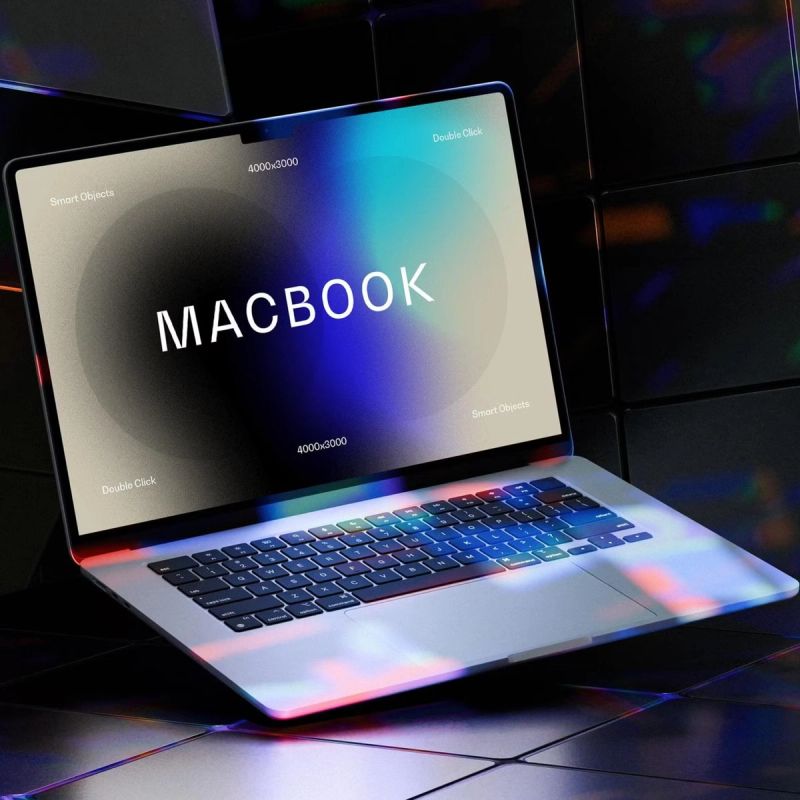 Neon Light MacBook Air Mockup