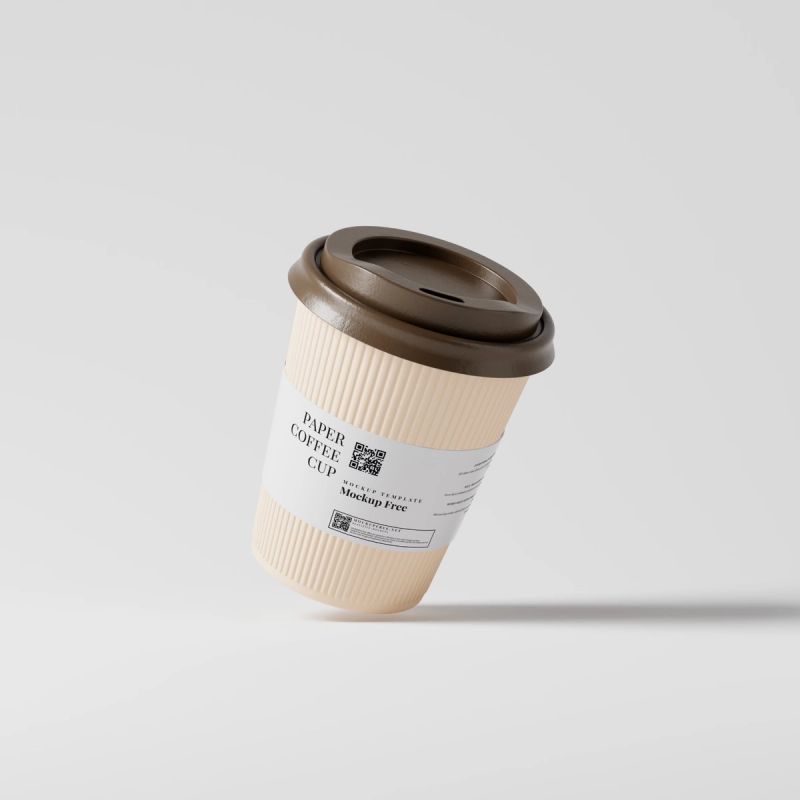 Corrugated Paper Coffee Cup with Java Jacket Mockup
