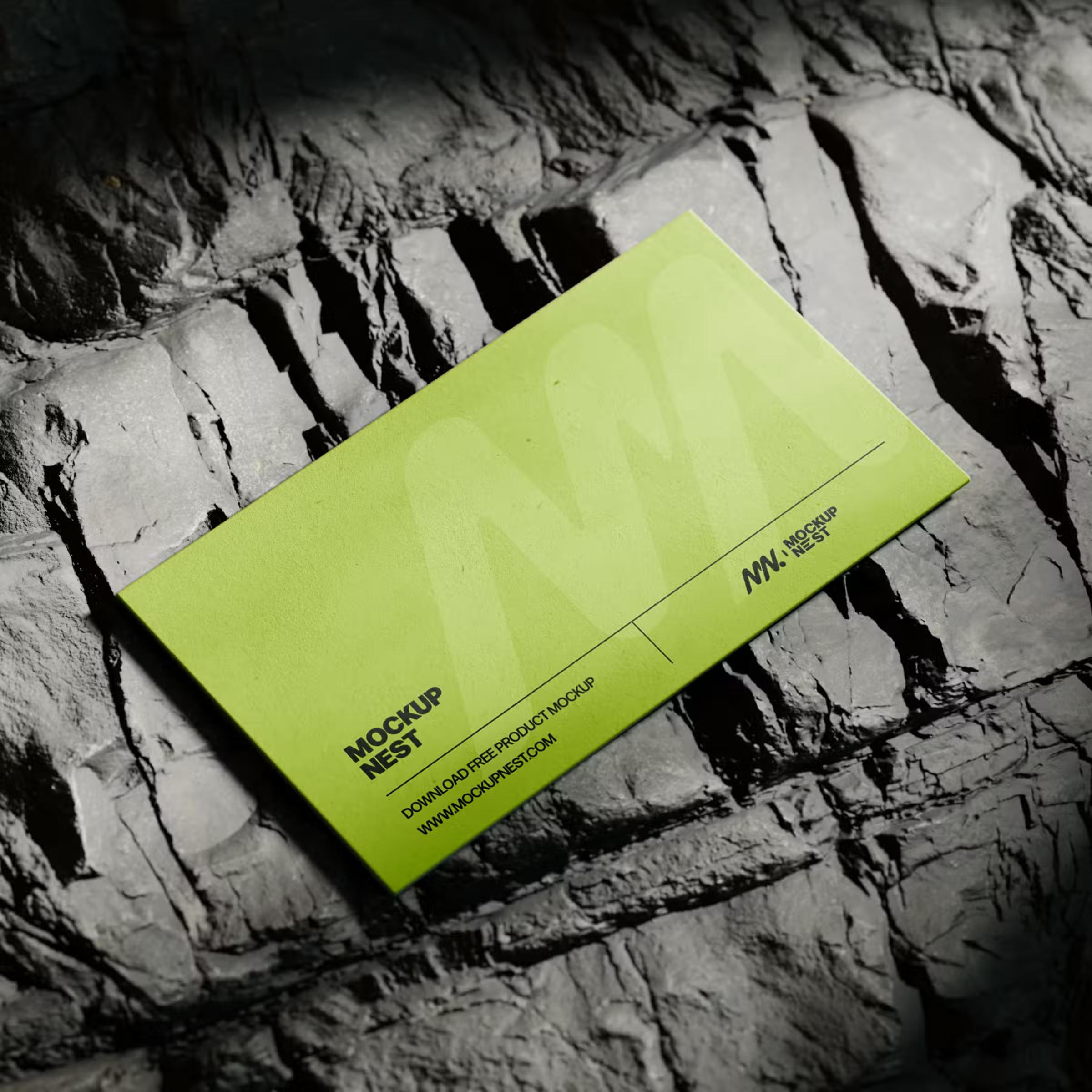 Business Card Mockup On Rock 3