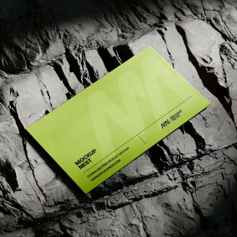 Business Card Mockup On Rock 3