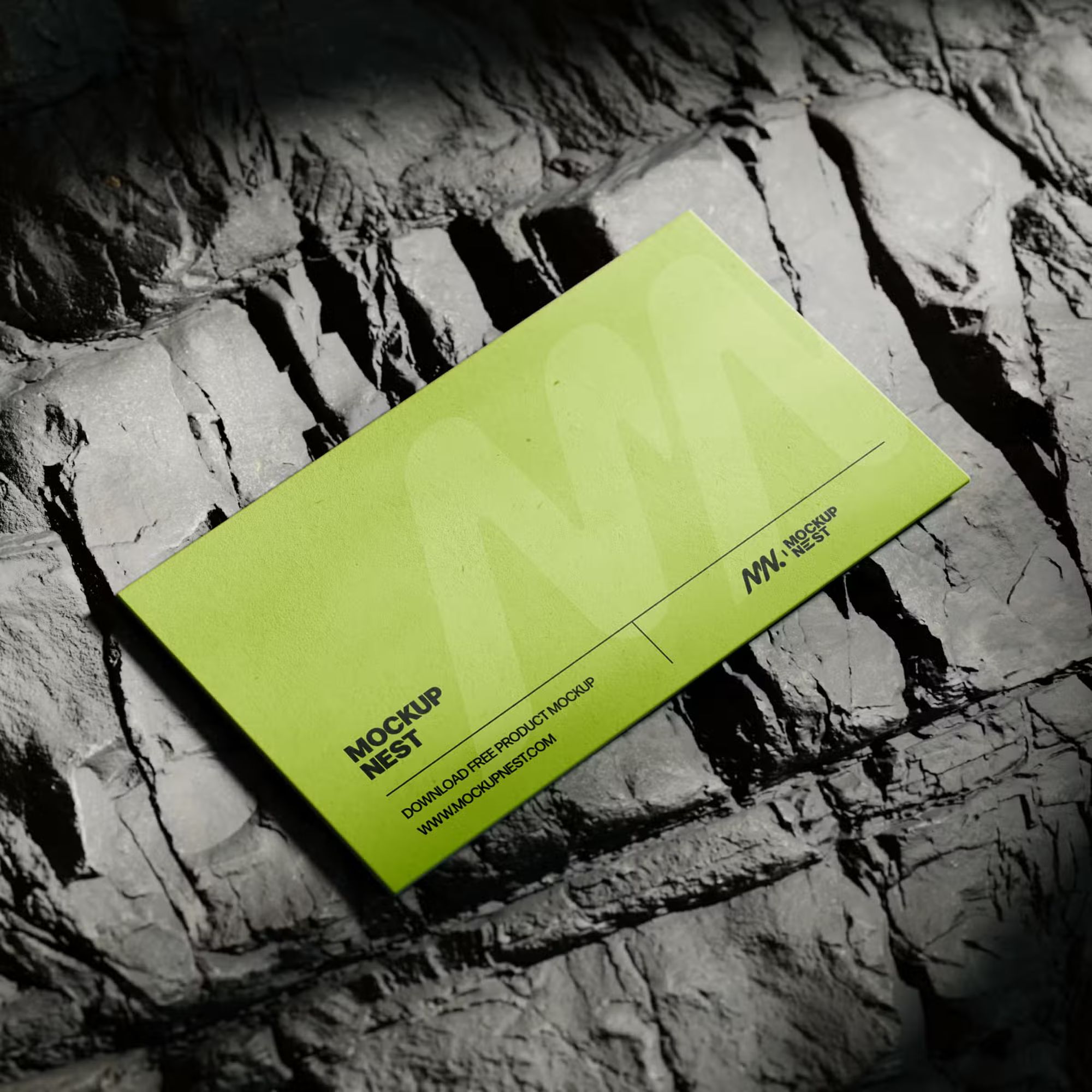Business Card Mockup On Rock 3