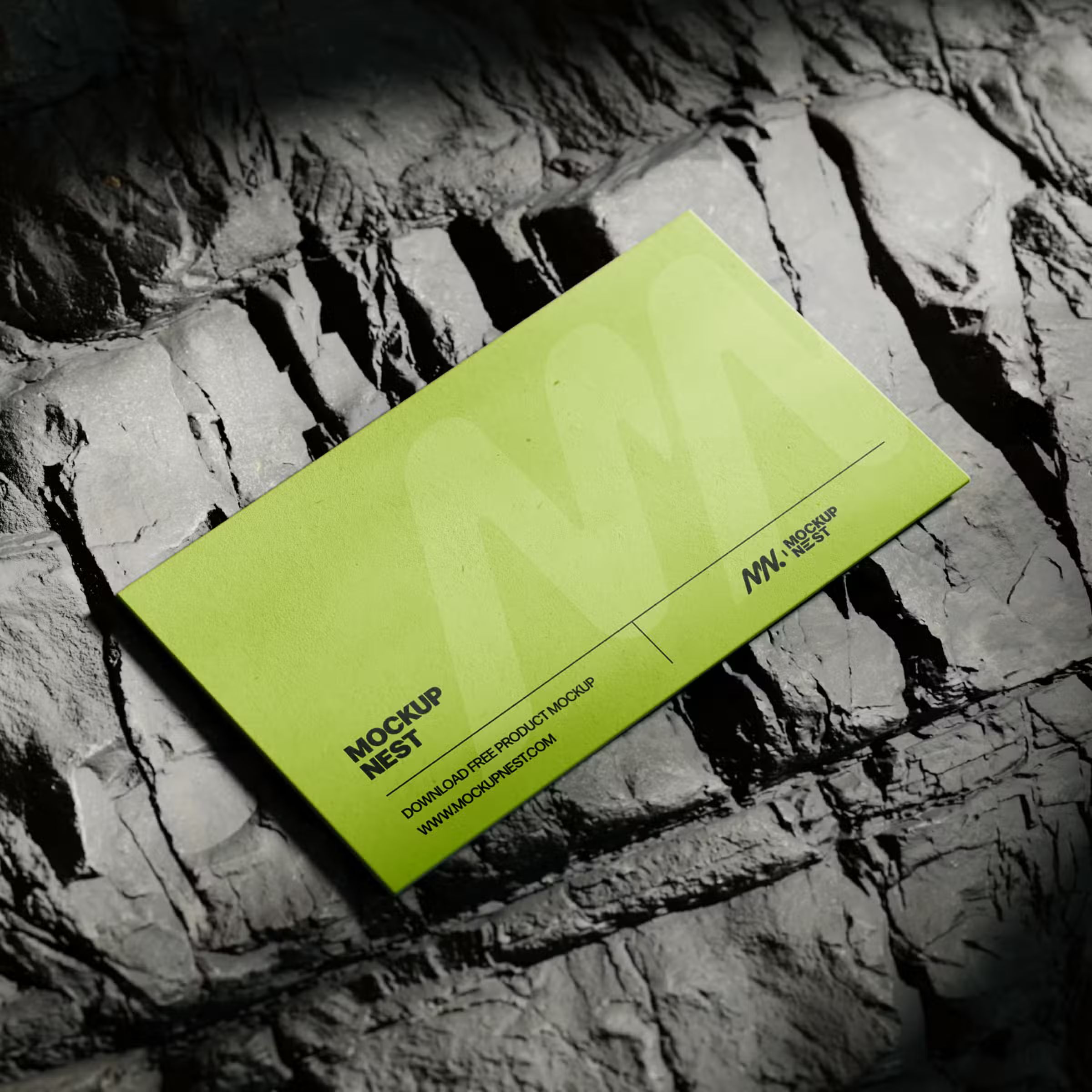 Business Card Mockup On Rock 3