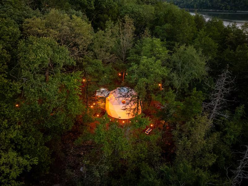 Campfire Hollow geodesic dome retreat on Table Rock Lake