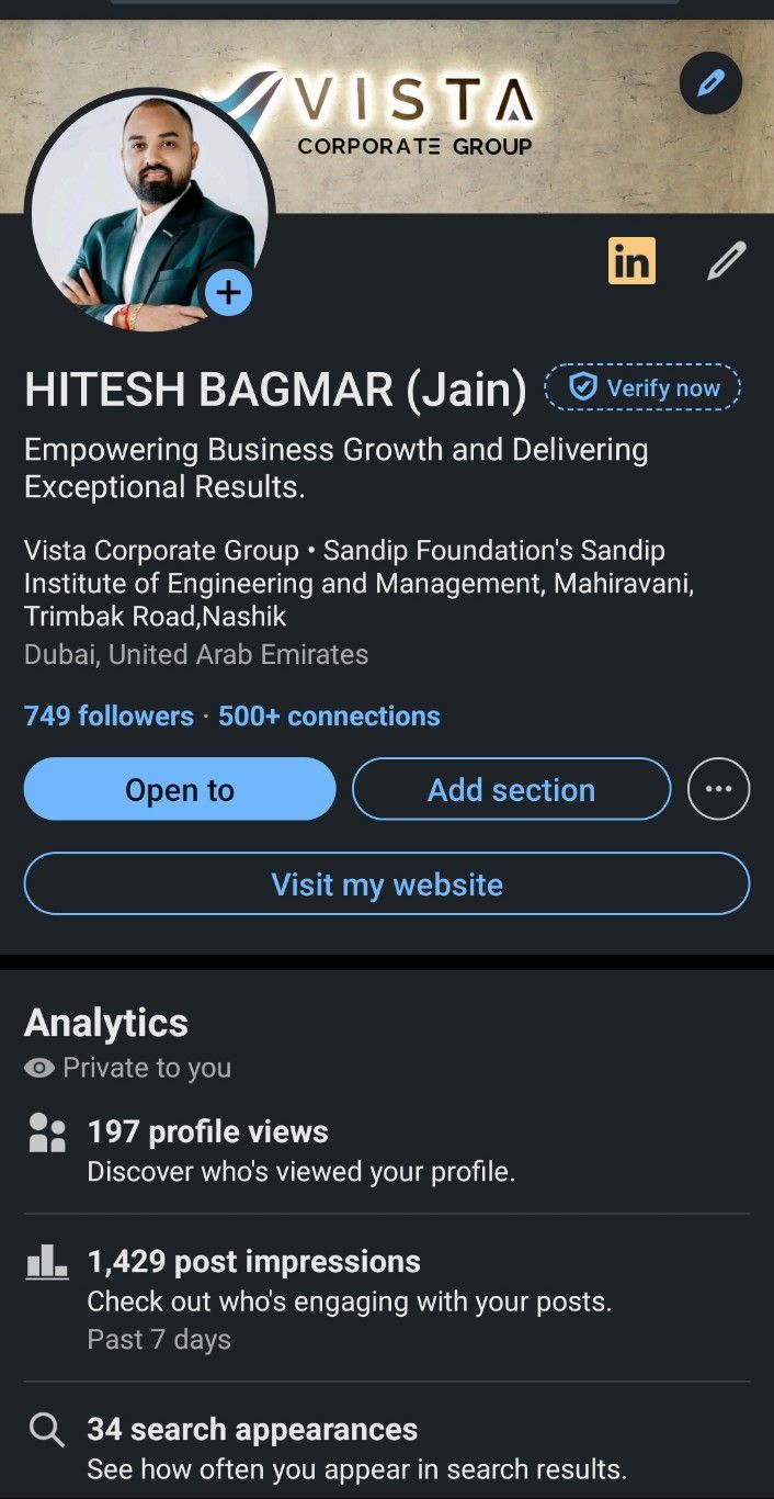 LinkedIn Manager for Hitesh Jain