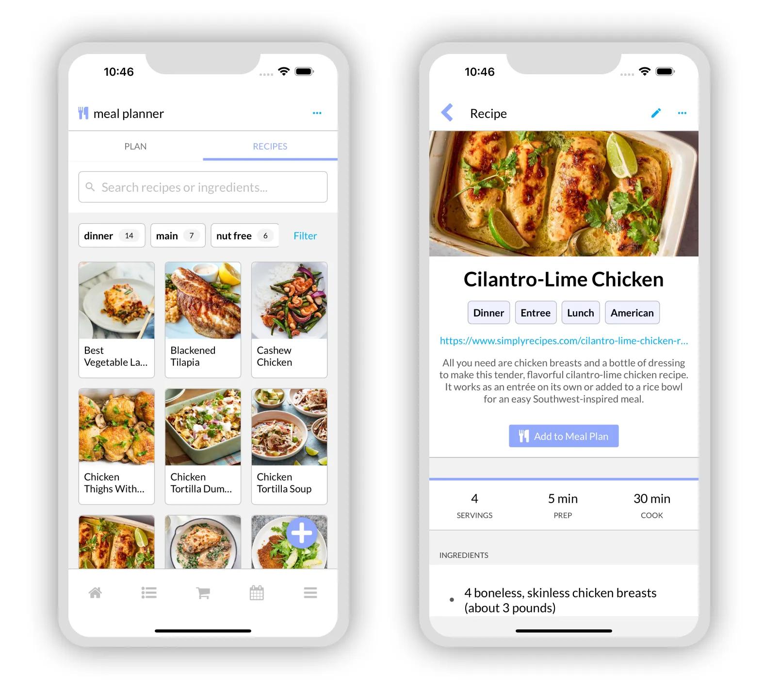 New Recipe Box section found in the Meal Planner