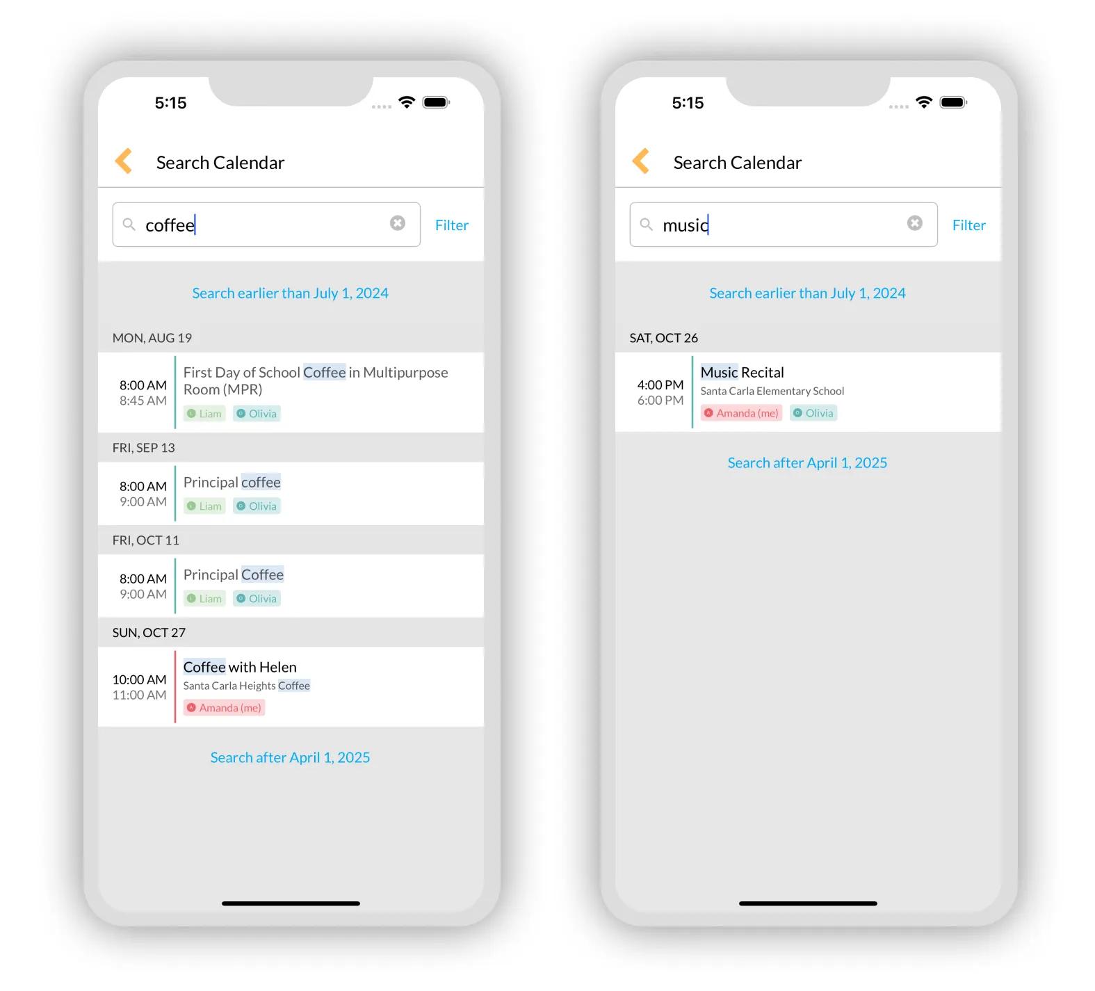 Keyword highlighting in search results