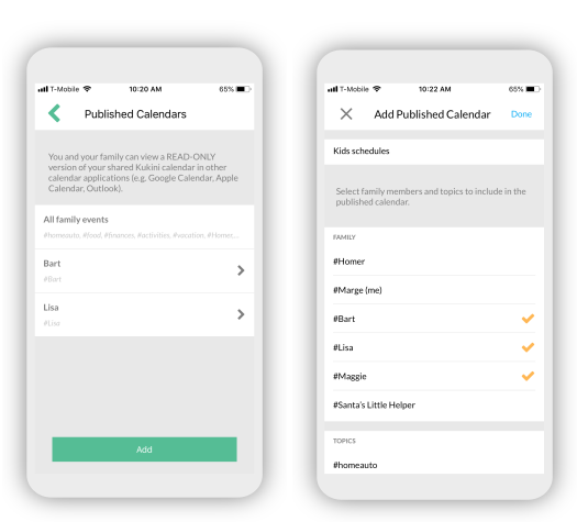 Publish your calendar to view on other devices and apps