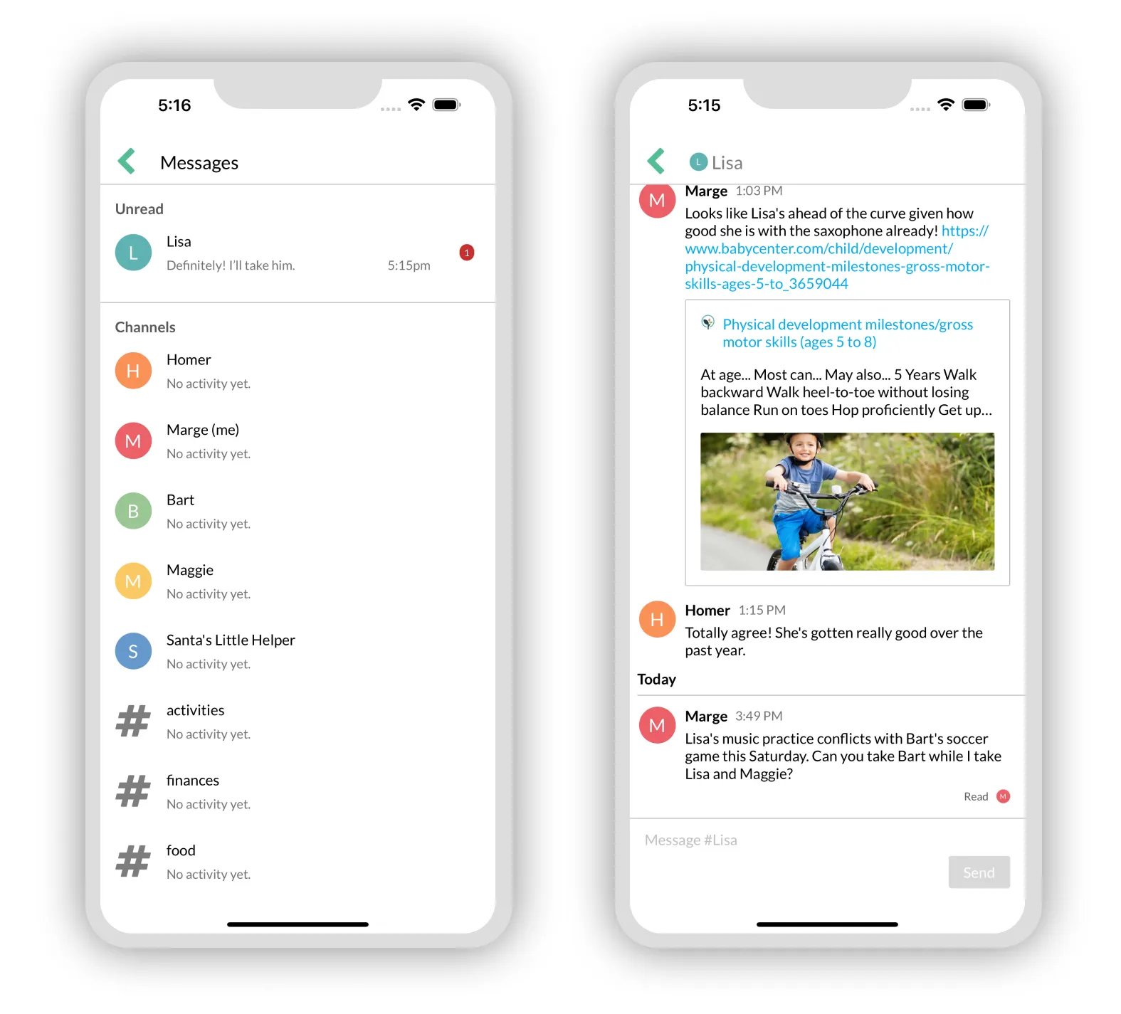 New messaging screen organizes all chat channels