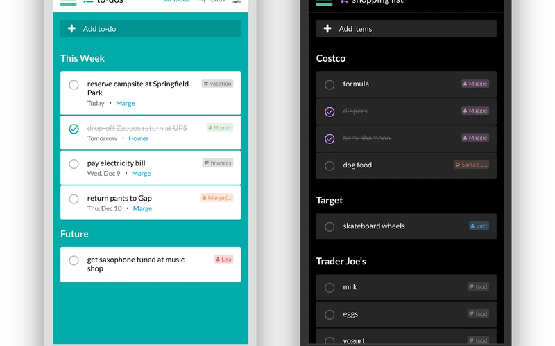 Clear completed action and design updates for to-dos and shopping items