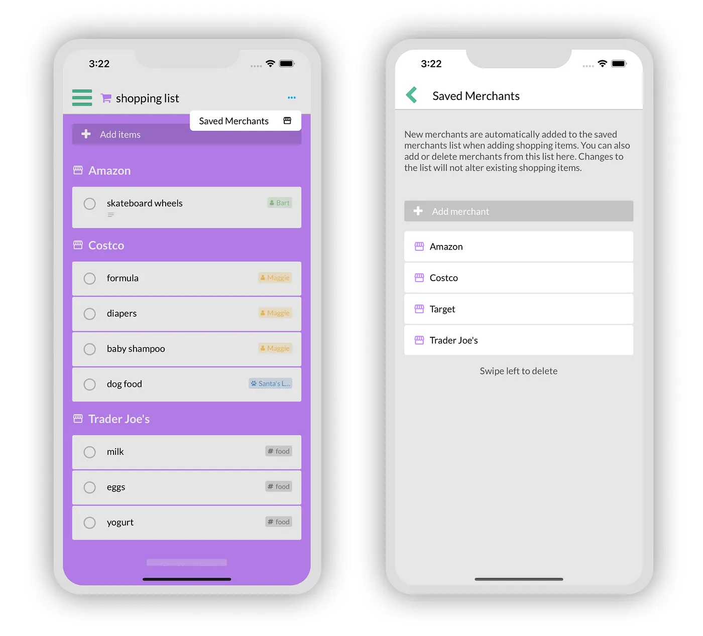 Manage list of Saved Merchants from new Settings screen