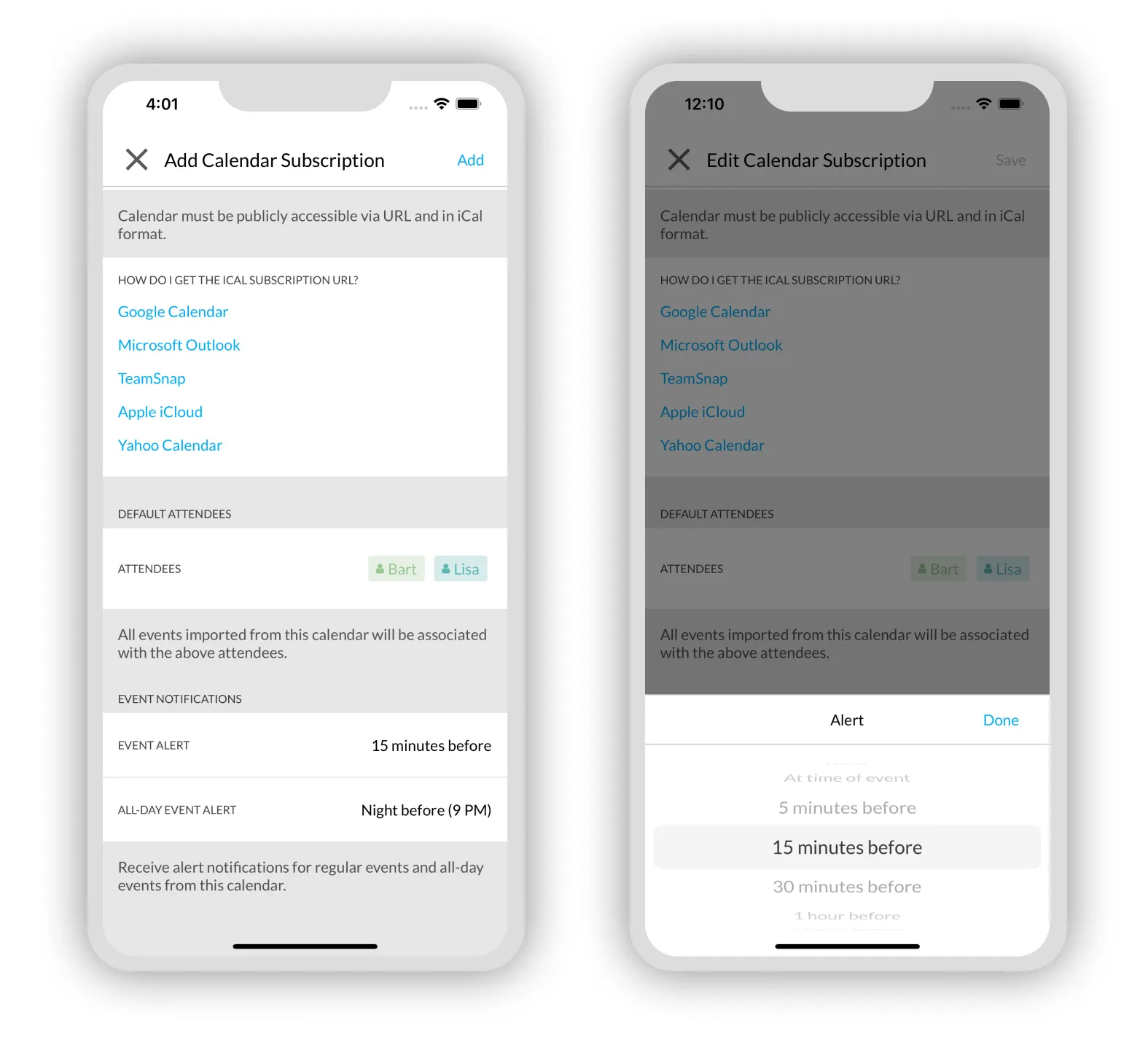 Configure alerts for imported events