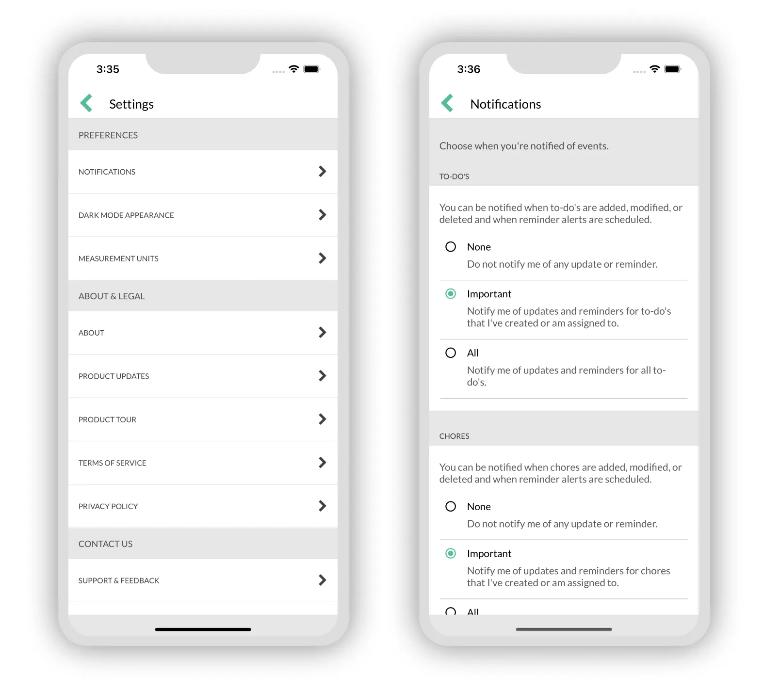 New Notification Preferences available in Settings menu