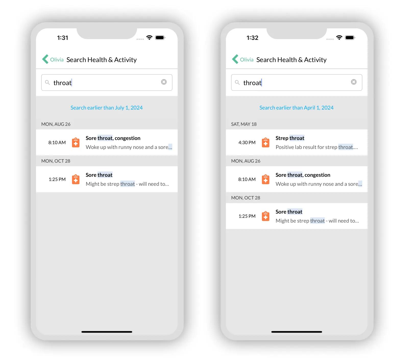 Keyword highlighting and expanding search time range