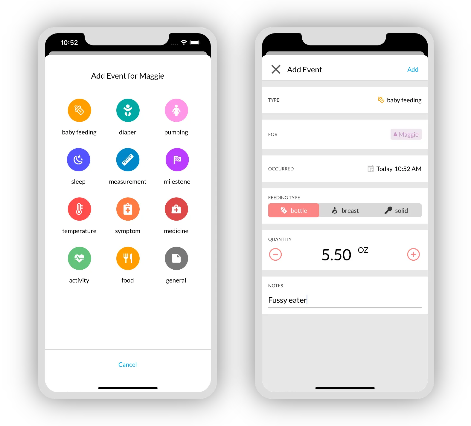 Add health & activity events using quantitative values