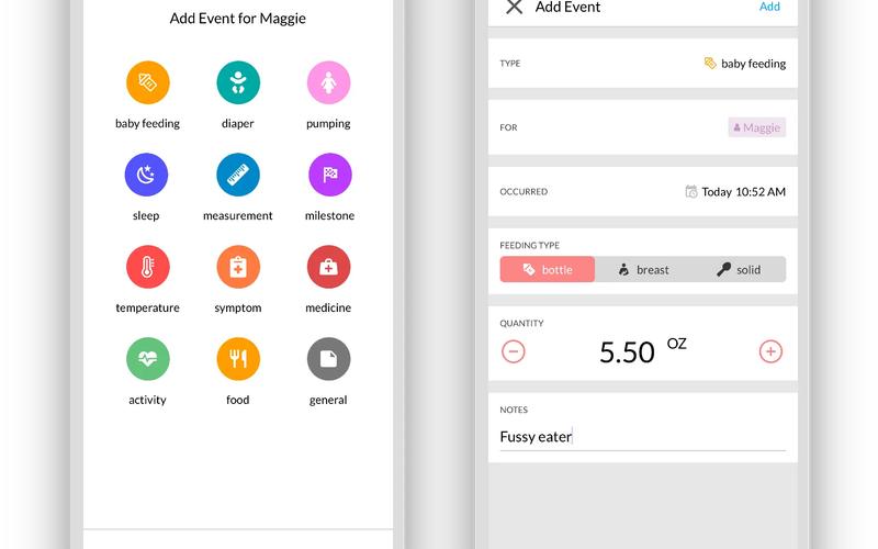 Add health & activity events using quantitative values