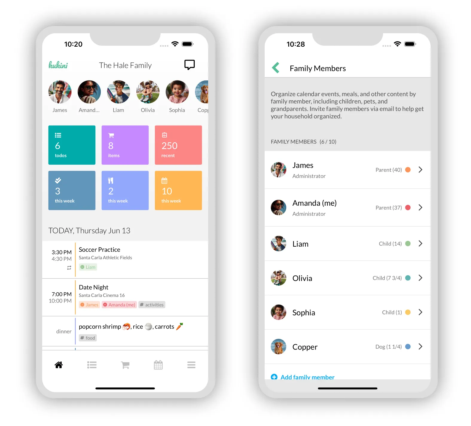 Add profile photos for family members