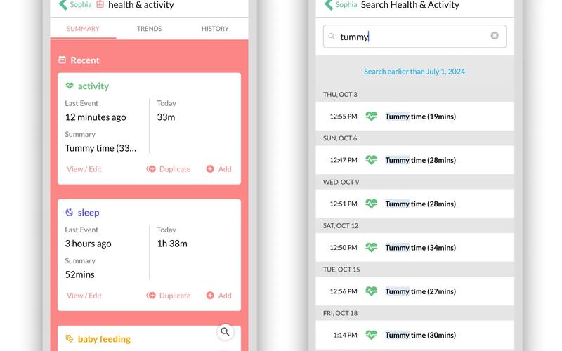 New Health & Activity search feature