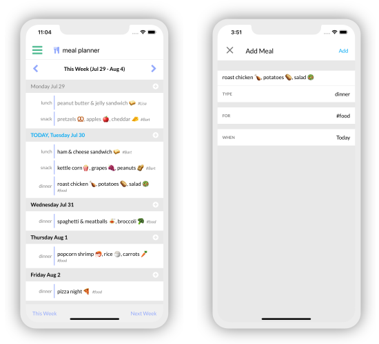 New Meal Planner screen