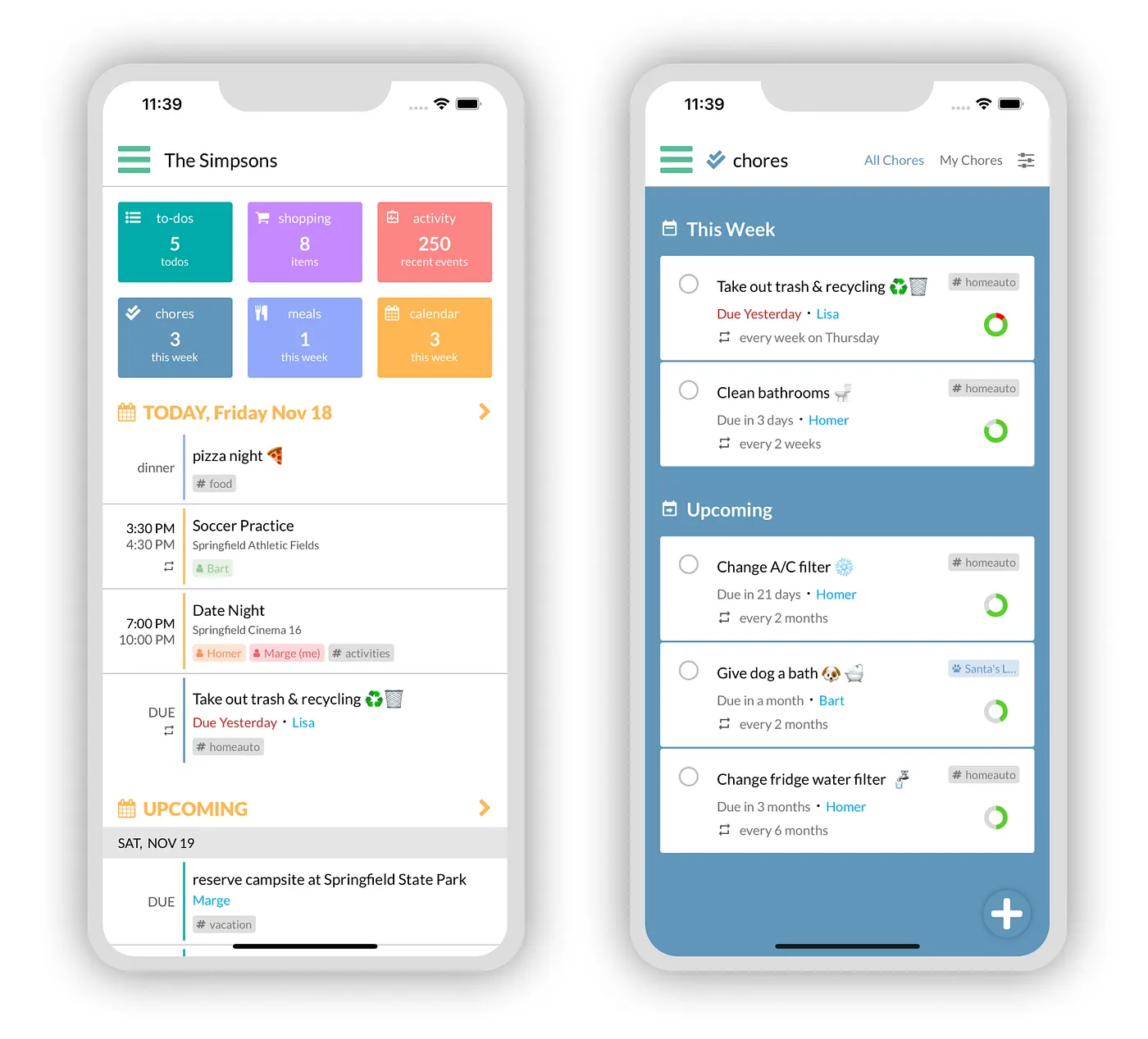 Updated navigation on Home screen and new Chores section