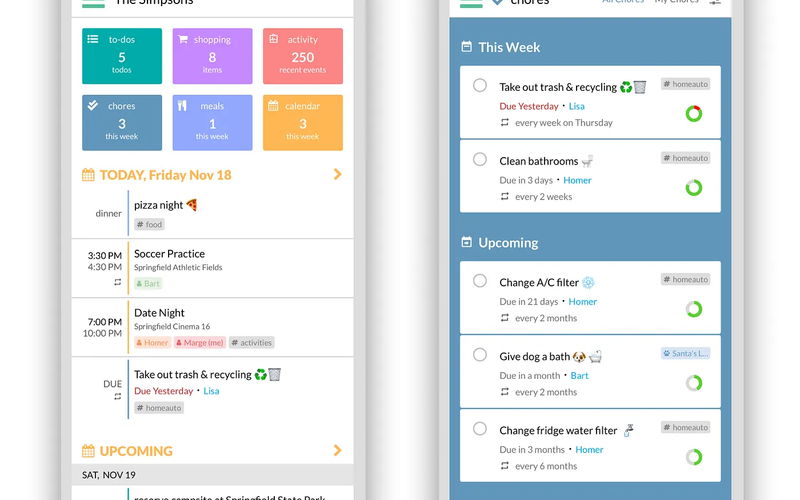 Updated navigation on Home screen and new Chores section
