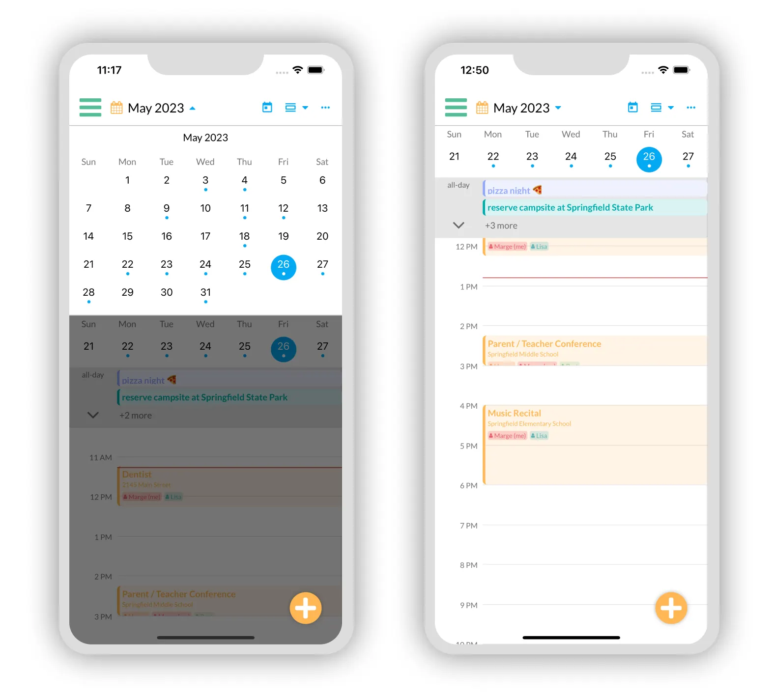 Month drop-down navigating to current day