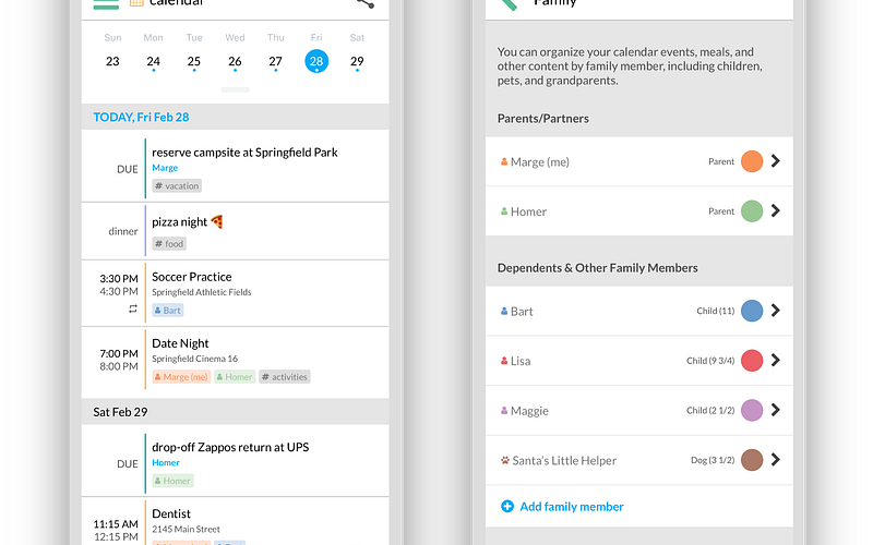 Assign colors to family members