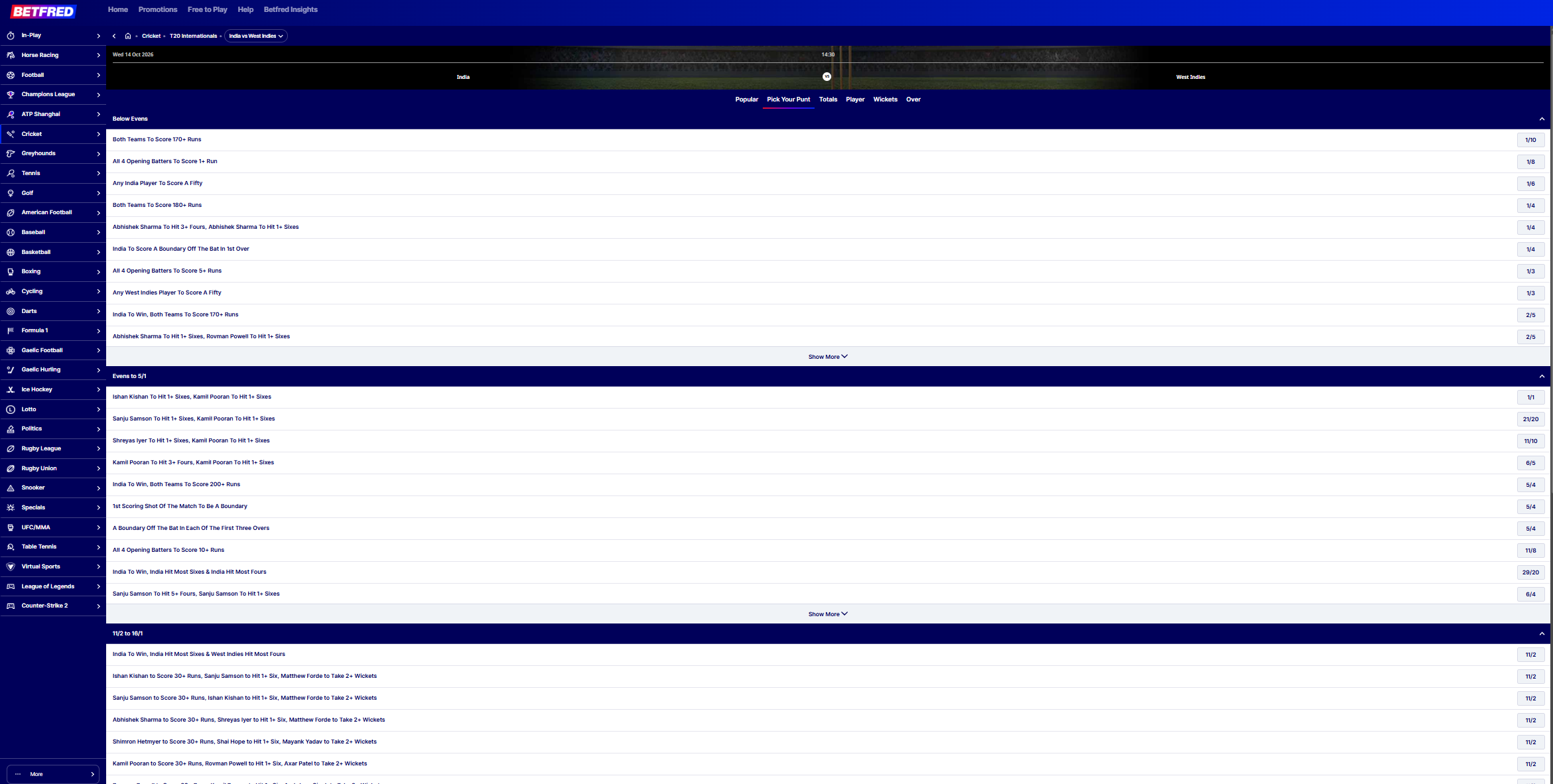 betfred cricket