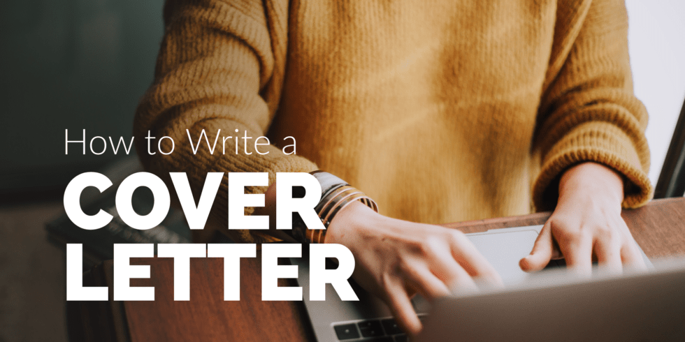 Picture of a lady typing her cover letter