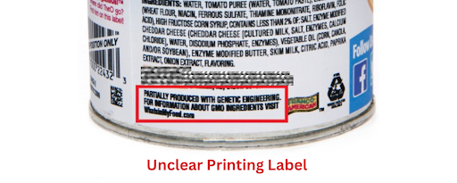 Unreadable printing and labels