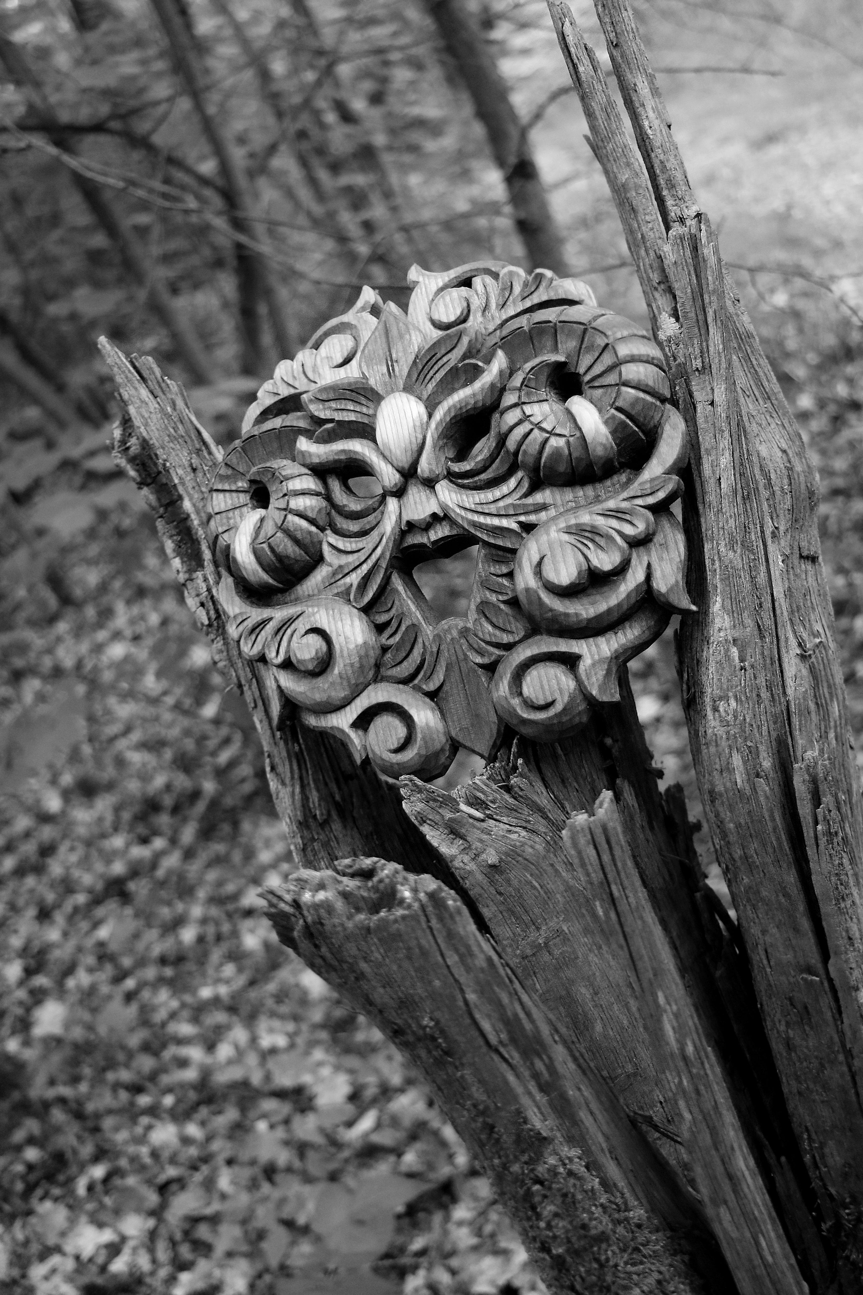 Mask carved in linden wood