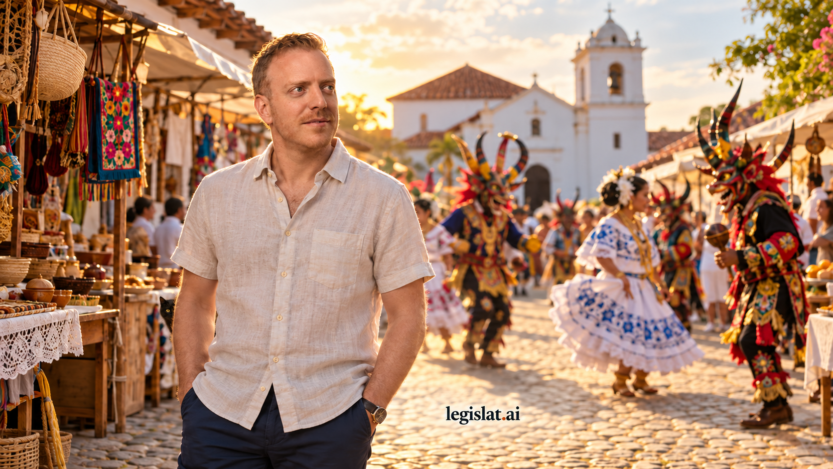 Festividad folclórica de Corpus Christi en el casco colonial de Parita