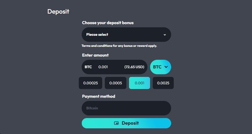 Bitcoin deposit