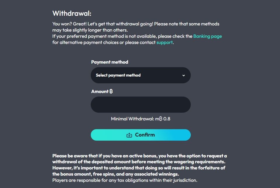 Bitcoin withdrawal