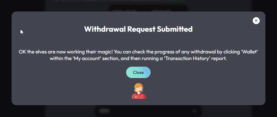 Withdrawal request submitted