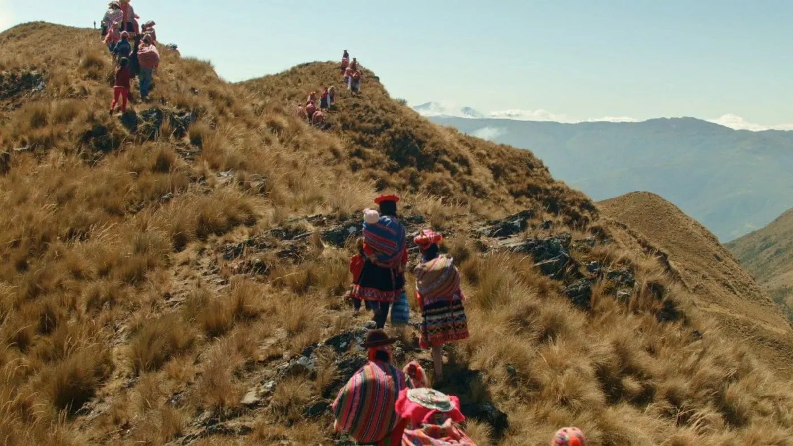 Members of communities around Pitukiska walk the mountain ridges.