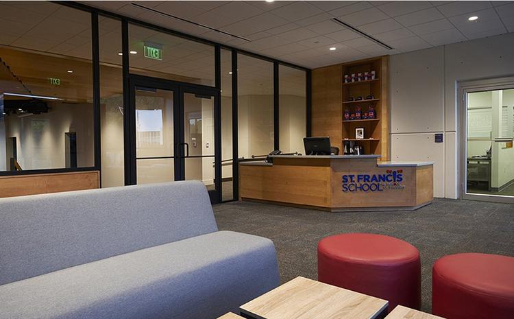 Interior view of the lobby at Saint Francis School.