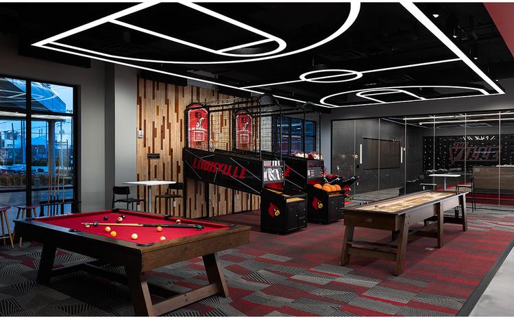 Game room inside Denny Crum Hall.