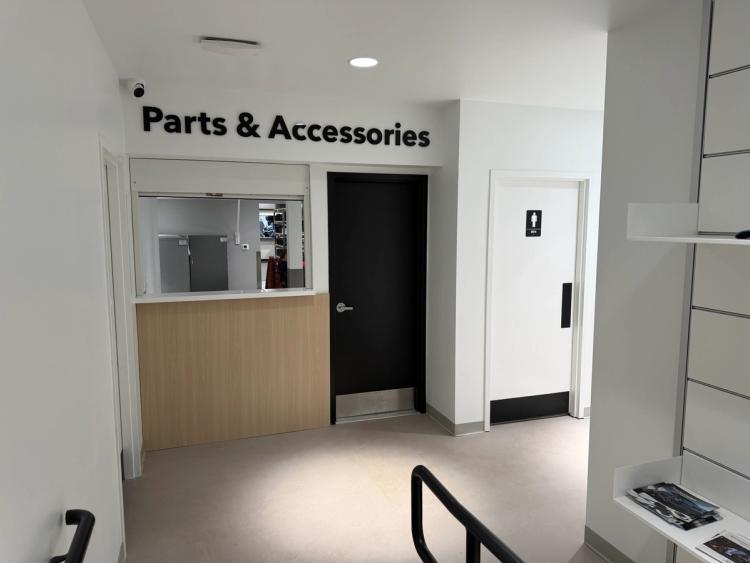 After the renovation, the parts and accessories counter area.