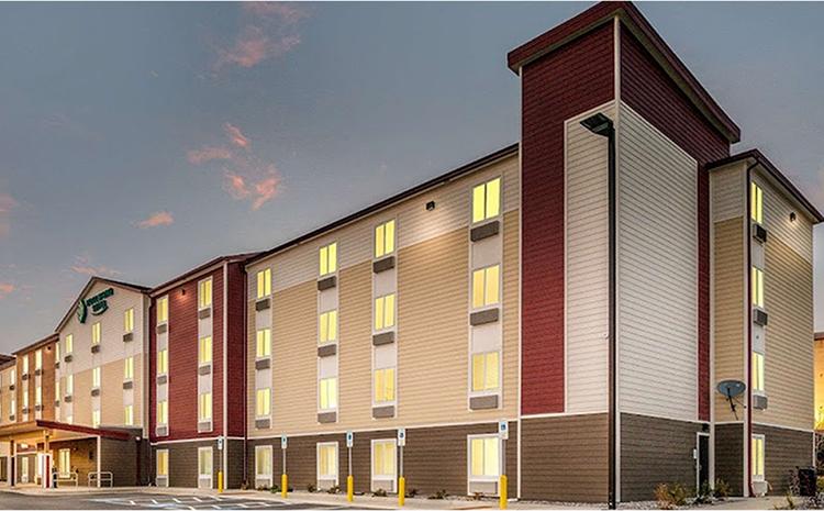 Alternate exterior view of the WoodSpring Suites hotel in Missoula, MT.