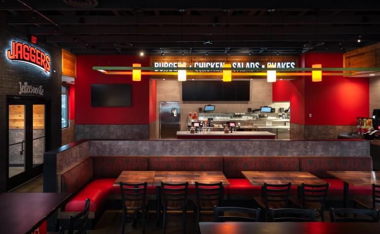 View inside the ordering counter from the dining area of the Jaggers restaurant in Jeffersonville, IN.