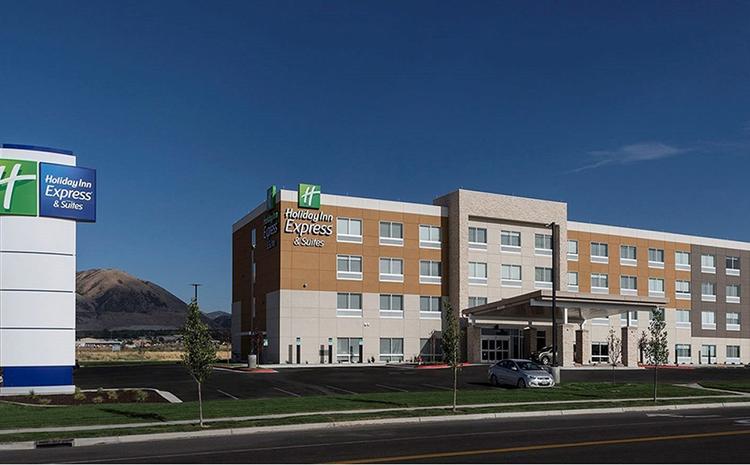 Closer exterior view of the Love's Hospitality-Holiday Inn in Brigham City, UT.
