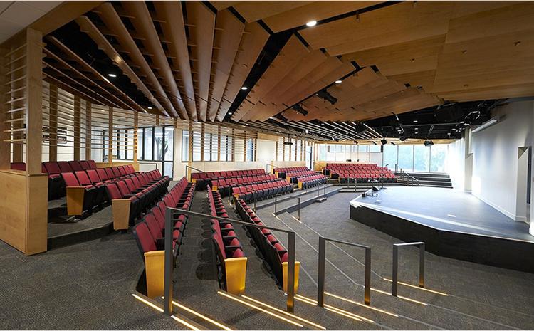 Seating and stage in the amphitheater at Saint Francis School.