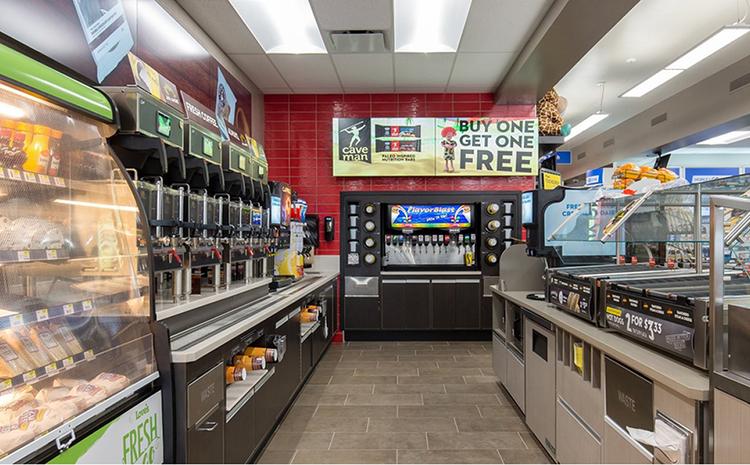 Food and beverages at the Love's Travel Stop and Country Store in Prince George, VA.