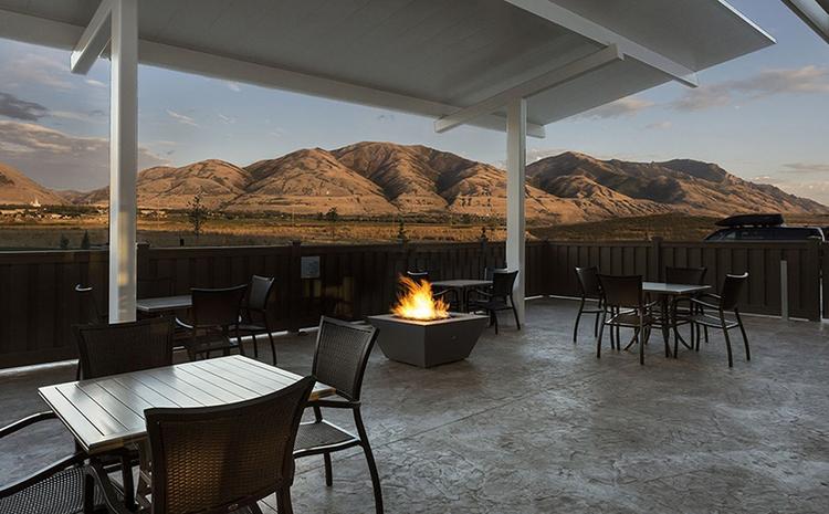 Guest patio with view at the Love's Hospitality-Holiday Inn in Brigham City, UT.