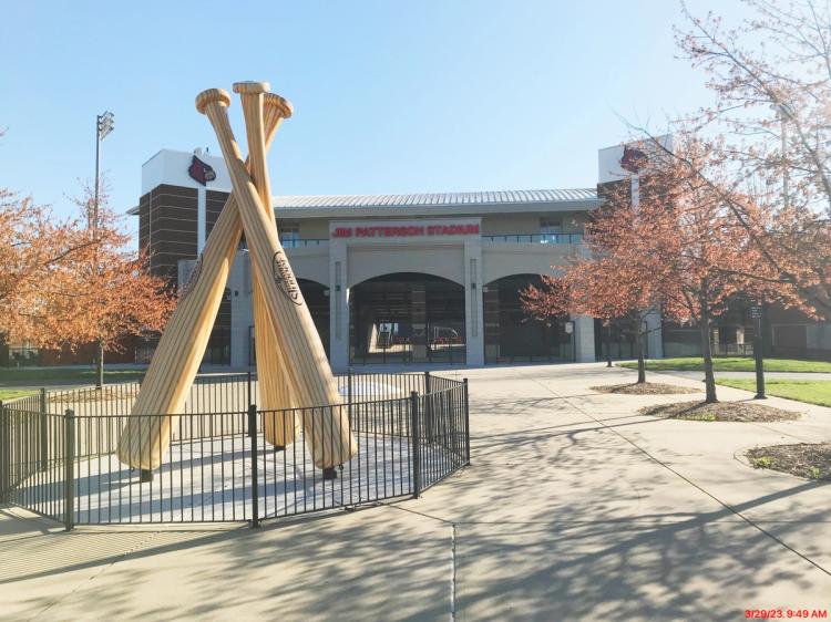 Exterior view of entrance to Jim Patterson Stadium in Louisville, KY.
