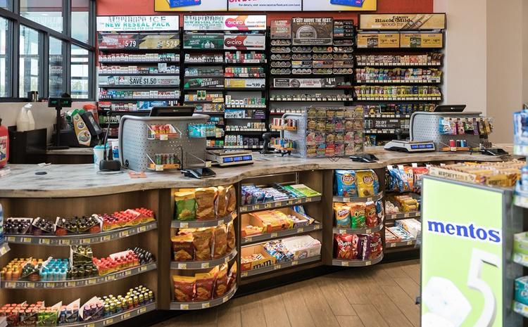 Front counter inside the RaceTrac gas station.